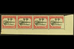 1935 Definitive 1d Black And Carmine, SG 181, Fine Mint Corner Marginal Strip Of Four, The Corner Stamp (never Hinged, S - Samoa