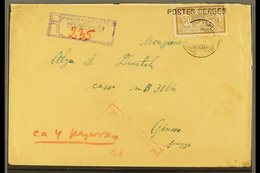 1917 POSTES SERBES. Registered Censored Cover To Switzerland, Bearing France 50c Stamp Tied By Serbian Cyrillic Cds And  - Serbien