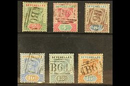 1890 Die I Set To 16c, SG 1/6, With Neat "B64" Cancels, 2c With A Thin. (6 Stamps) For More Images, Please Visit Http:// - Seychelles (...-1976)