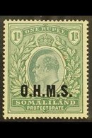 OFFICIAL 1904-05 "O.H.M.S." Overprinted KEVII 1R Green, SG O15, Very Fine Lightly Hinged Mint. For More Images, Please V - Somalilandia (Protectorado ...-1959)