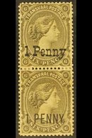 TRANSVAAL 1879 1d On 6d, Vertical Pair With SG Types 13 & 15 Se-tenant, SG 143, 145, Mint, Some Perf Reinforcement. For  - Unclassified