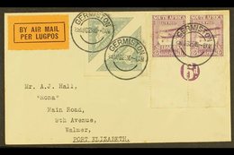 1929 (29 Aug) Airmailed Cover To Port Elizabeth, Franked With 1926 4d Triangle Pair & 1925 6d Airmail Numeral Margin Pai - Non Classés
