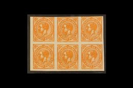 1876 WAR TAX. 1876 5c IMPERF. COLOUR TRIAL In Deep Orange Rather Than The Issued Green, A BLOCK OF SIX With Margins Touc - Altri & Non Classificati