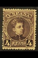 1901 4 Peseta Plum, SG 305, Mi 216, Fine Mint For More Images, Please Visit Http://www.sandafayre.com/itemdetails.aspx?s - Sonstige & Ohne Zuordnung