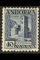 ANDORRA 1935-42 40c Deep Blue Perf 11½, SG 21B (Edifil 37), Never Hinged Mint. Very Scarce, Cat €1300. For More Images,  - Autres & Non Classés