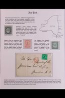 NEW YORK CARRIER STAMPS. A Beautiful Collection Displayed On Two Exhibition Pages Of 7 Stamps & 2 Covers Includes The Bo - Altri & Non Classificati