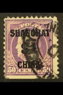 SHANGHAI POSTAL AGENCY 1919 $1 On 50c Light Violet, Scott K15, Used With Fine Shanghai Agency Oval Pmk, Straight Edge At - Altri & Non Classificati