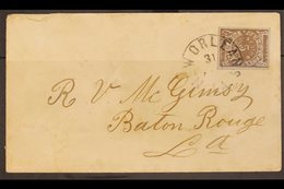 NEW ORLEANS 1861 Red-brown / Bluish (Scott 62X4) With 4 Large Margins Tied To Neat Env Addressed To Baton Rouge By Very  - Other & Unclassified