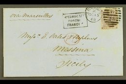 1863 (15 Oct) Entire From London To Messina, Sicily, Endorsed "Via Marseilles," Franked 1862-4 6d Lilac, SG 84, Fine Str - Other & Unclassified