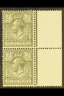 1912-24 7d Olive-grey PAIR From The Right Edge Of The Sheet, The Stamps Showing Only The "GE" Of "Postage" Watermark, SG - Sin Clasificación