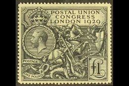 1929  £1 Black, "POSTAL UNION CONGRESS", SG 438, Fine Mint For More Images, Please Visit Http://www.sandafayre.com/itemd - Ohne Zuordnung