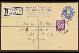 REGISTRATION ENVELOPE FORCES ISSUE 1959 1s0d Blue, Size G2, Huggins RPF 10, Uprated With 3d And Used In 1961 From FPO 97 - Sonstige & Ohne Zuordnung