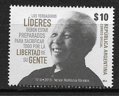 ARGENTINA ARGENTINE 2014 NELSON MANDELA  NOBEL PRIX YV 3070 GJ 4078 MNH - Nuevos