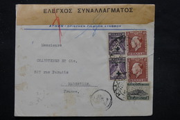 GRECE - Enveloppe Commerciale De Athènes Pour Marseille En 1937 Avec Contrôle , Affranchissement Plaisant - L 27765 - Storia Postale