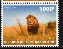 CENTRAL AFRICAN REPUBLIC, CAR, 2019, MNH, FAUNA, LIONS, 1v - Felinos