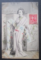 Japon  Femme Kimono   Cpa Timbrée Imperial Japanese Post - Other & Unclassified