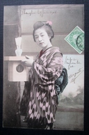 Japon  Femme Kimono   Cpa Timbrée Imperial Japanese Post - Other & Unclassified
