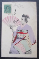 Japon  Femme Kimono   Cpa Timbrée Indochine - Other & Unclassified