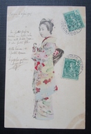 Japon  Femme Kimono   Cpa Timbrée Indochine - Other & Unclassified