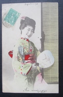 Japon  Femme Kimono   Cpa Timbrée Indochine - Other & Unclassified