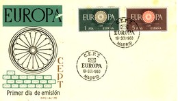 Delcampe - 1960 - SPAGNA - EUROPA 2v. BUSTA FDC. - FDC