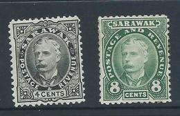 Sarawak 1895 Charles Johnson Brooke 4c & 8c Values Mint , Heavier Hingeing - Sarawak (...-1963)