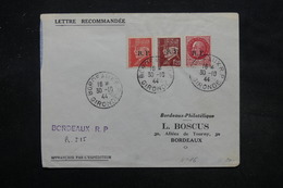 FRANCE - Enveloppe Commerciale En Recommandé De Bordeaux En 1944 , Affranchissement Plaisant - L 27875 - Libération