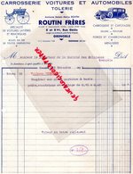 38- GRENOBLE- FACTURE MARIUS ROUTIN FRERES-VOITURES AUTOMOBILES TOLERIE- 8 RUE GENIN- 1938 AUTO - Automovilismo