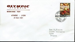 479 Olympic Airways Athenes Lyon  Mars 1981 - Lettres & Documents