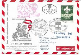 3000e: Ballonpostbrief 5110 Oberndorf "Stille Nacht"- Sonderstempel, Traunstein, 1962 - Oberndorf Bei Salzburg