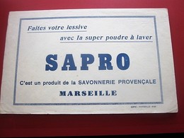 Buvard Collection Illustré SAPRO LESSIVE POUDRE A LAVER SAVONNERIE PROVENCALE MARSEILLE  BUVARD Publicitaire Publicité - Produits Ménagers