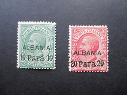 Italien / Albanien 2 Marken Mit Aufdruck Albania 10 Para Und 20 Para Ungebraucht / * / Falz - Albania