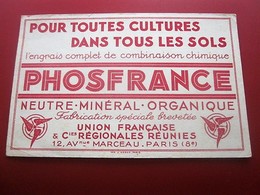 ENGRAIS PHOSFRANCE MINERAL ORGANIQUE  BUVARD Collection Illustré Publicitaire Publicité Agriculture - Landwirtschaft