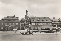 AK Zwönitz Markt Gasthof Zum Goldenen Stern Haltestelle Bus Ikarus Elterlein Geyer Annaberg Aue Schwarzenberg Lauter DDR - Zwoenitz