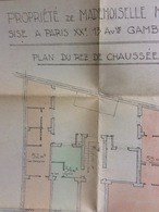 Plan D' Architecte : Propriété Paris XXème, Début Du Siècle Dernier (40x40 Cm) - Architecture