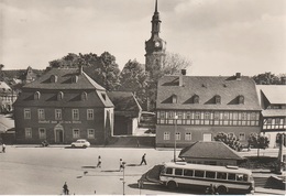 AK Zwönitz Markt Gasthof Zum Goldenen Stern Bäckerei Bus Haltestelle Ikarus A Elterlein Geyer Annaberg Schwarzenberg DDR - Zwönitz