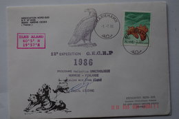 5-066 12e Expedition GECRP Aigle Pygargue Finlande Ile Aland  Logo Chien Traineau 1986 Ornithologie Eagle Polar No TAAF - Aigles & Rapaces Diurnes