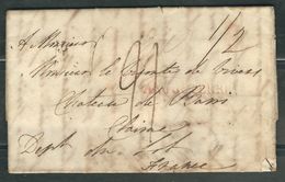 GRANDE BRETAGNE 1822 Marque Postale Taxée S/Lettre Entière Curçive Rouge Angleterre Pour Le Lot - ...-1840 Precursori