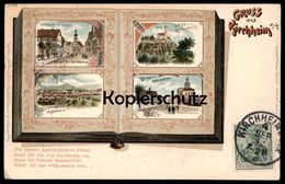 ALTE LITHO POSTKARTE GRUSS AUS KIRCHHEIM U. TECK ANSICHTSKARTENALBUM POSTKARTENALBUM BAHNHOFSTRASSE POSTGEBÄUDE AK Cpa - Kirchheim