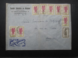 TIMBRES (V1905) CONGO BELGE (12 Vues) ENVELLOPPE VERS BRUXELLES COMPRENANT 9 TIMBRES - OBLITERATION ELISABETHVILLE - Sonstige & Ohne Zuordnung