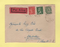 Ajaccio - Corse - Par Avion Destination Montpellier - 25-11-1929 - 1960-.... Storia Postale