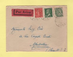 Ajaccio - Corse - Par Avion Destination Montpellier - 25-11-1929 - 1960-.... Lettres & Documents