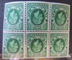 Great Britain 1934 KGV Photogravure 1/2d Green No Selvedge SG439c Ex-booklet Block Of 6 (3 Um 3 Mm) Inv Wm GB - Unused Stamps