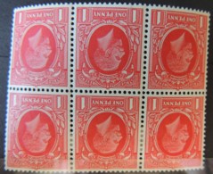 Great Britain 1934 KGV Photogravure 1d Red No Selvedge Ex-booklet Block Of 6 (3 Um 3 Mm) Inverted Wm GB - Ungebraucht