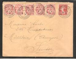 BOULOGNE   AVRIL 1914   10c SEMEUSE Et 3c BLANC X 5  Pour La Suisse - Altri & Non Classificati