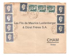 Enveloppe WISCHERS  BAS RHIN   1946  / 40C X 3 DULAC  / 40C DULAC /60C X 4 DULAC /2 F GANDON X 3 Pour La Suisse - 1944-45 Marianna Di Dulac