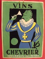 Maquette Gouache D'une étiquette De Vin. Vins Chevrier. Coulanges-les-Nevers. Dejoie Vers 1960 - Alcohols