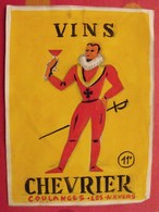 Maquette Gouache D'une étiquette De Vin. Vins Chevrier. Coulanges-les-Nevers. Dejoie Vers 1960 - Alkohol