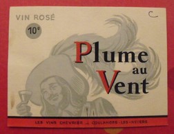 Maquette Gouache D'une étiquette De Vin. Plume Au Vent. Vins Chevrier Coulanges-les-Nevers. Dejoie Vers 1950-60 - Alkohol