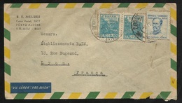 Lettre Avion B.E. Meurer Porto Alegre Le 09/04/1951 Les Poste N° 393 Et 465B Paire  Pour Lyon  Prix   B/ TB - Brieven En Documenten